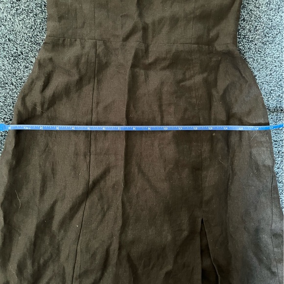 Reformation Black Linen Mini Dress with Slit and Tie Straps - Picture 10 of 10